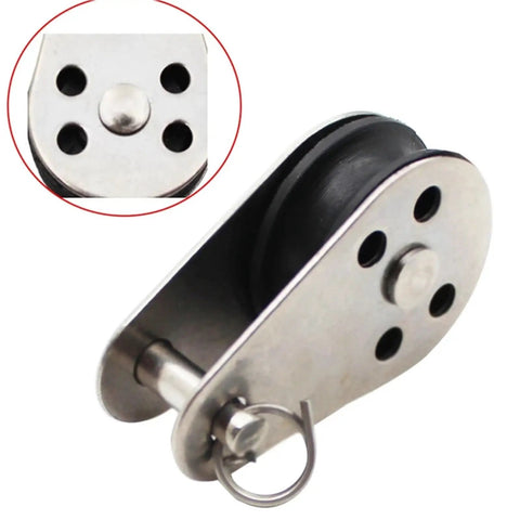 Heavy Duty Stainless Steel Pulley Block Kit 10 Pieces M25 Wire Rope Cable Roller for Lifting Towing Hanging Rigging with Smooth Ball Bearing Rotation Precision, stainless steel pulley with swivel ring