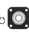Beefy FF12 End Bearing Block In Carbon Steel, 12mm Inner Diameter shown front view with locknut, heavy duty support for SFU1605 SFU1204.