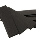 Self Stick Non Slip Surface Grip Pads Set Of 6 1 Inch By 4 Inch Black Furniture Floor Protectors stacked on white background