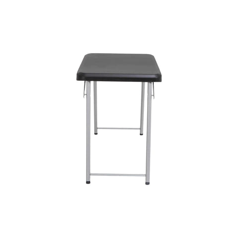 Stacking Compact Folding Table 30 By 20 Inches For Indoor And Outdoor Use Portable Black And Silver Folding Table With Space Saving Design And Easy Fold For Tailgates Parties BBQs Picnics And Everyday Work Surfaces viewed from front