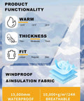 Womens Baggy Ski Bibs And Snowboard Pants Waterproof Windproof Insulated Overalls functionality chart with warmth, thickness, fit details