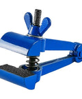 Durable Handheld Vise Clamp For Welding Jobs With Textured Jaws, blue steel construction, ideal for tight metal grip during tasks.