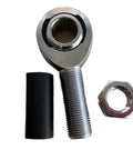 Rock Solid Two Piece Male Rod Ends And Heim Joints For Heavy Duty Suspension Linkage Beefy 5 8 Inch self-aligning rod end with nut and protective sleeve.