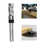 Top Bearing Flush Trim Router Bit With Tungsten Carbide Head And 1/4 Inch Shank for smooth wood trimming.