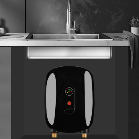 Instant Tankless Water Heater With Smart Digital Flow Valve Delivers Quick 3000w On Demand Hot Water For Kitchen Counter Or Bath Tub Setup So You Can Keep It Moving under sink with digital display.