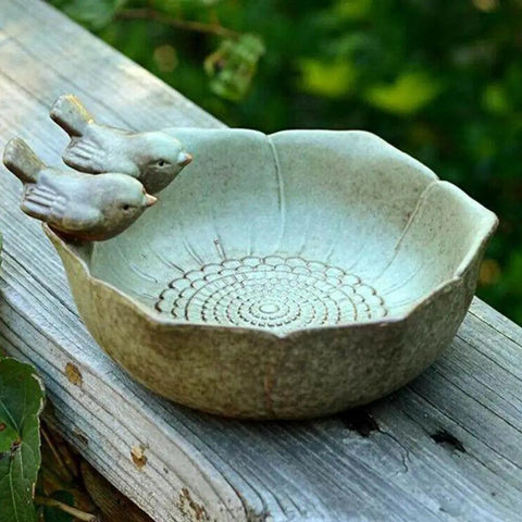 Ceramic Bird Bath Bowl For Outdoor Garden Waterer And Feeder Sturdy Bird Water Dish Easy To Clean Attract Birds To Your Backyard Courtyard Patio Decor Ideal For Garden Or Balcony