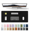 Leather Office Desk Pad Protector, Large Non Slip PU Leather Mouse Pad And Writing Desk Blotter, 23.6 By 13.8 Inches, Black