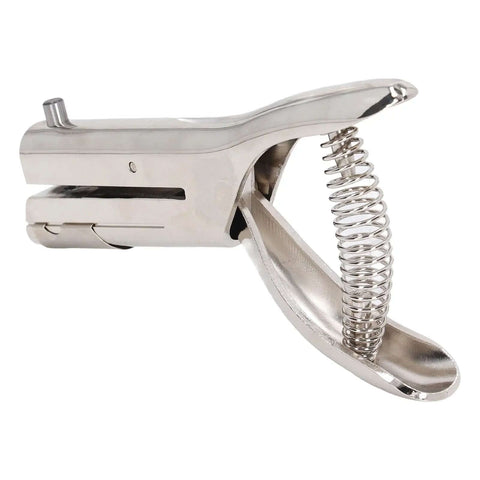 Side view of Heavy Duty 6mm Round Hole Punch for Paper ID Cards PVC Cards and Badge Photos Stainless Steel Handheld Single Circle Punch Built Tough Punches Up to 20 Sheets of A4 Paper for Office or School