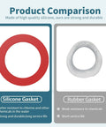 2 Pack Silicone Flush Valve Seal For 210 And 211 Toilets Upgraded Tank Gasket Replacement Chlorine Resistant Durable Toilet Seal Easy Install Equivalent To 630-0030, red silicone gasket compared with rubber gasket