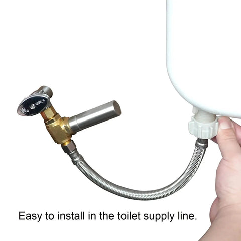 Installation of water hammer arrestor for dishwashers and toilets, 3/8 inch male to female compression brass tee and stainless steel piston.