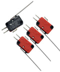 4 Pack SPDT Micro Limit Switches For Arduino Projects With Straight Long Lever V-153-1C25, 15A 125/250VAC, red and black design