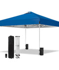 Blue 10x10Ft Pop Up Canopy Tent With Easy Setup Portable Outdoor Gazebo Shelter Sun Shade With Wheeled Carry Bag Sandbags, assembled view