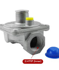 Natural gas pressure regulator with 3/4 inch female NPT threads delivers stable outlet pressure from 4 to 10 inches water column