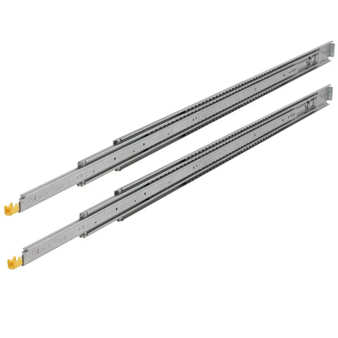 Pair of Built Tough Heavy Duty Drawer Slides With Lock, 76 Inch Side Mount Cabinet Runners, Quiet Smooth Glide, 500 Lb Capacity