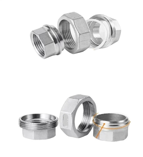 Heavy Duty 304 Stainless Steel Union Joint Coupling Male To Male BSP Pipe Fitting smooth water flow fittings in various sizes.