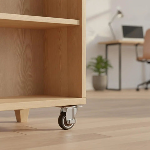 Wooden cabinet on Locking Casters for Heavy Furniture With TPR Rubber Plate Wheels and Chrome Plated Steel Brakes, 1 Pack