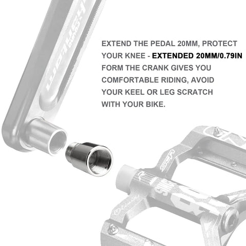 Heavy Duty Chrome Molybdenum Steel Bicycle Pedal Extenders 1 Pair Fits Nine Sixteenth Inch Threaded Pedals For SPD MT MTB BMX