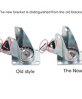 Comparison of old and new brackets for Badass Heavy Duty Swivel Caster Wheels With Solid Brakes.