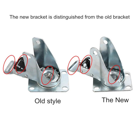 Comparison of old and new brackets for Badass Heavy Duty Swivel Caster Wheels With Solid Brakes.
