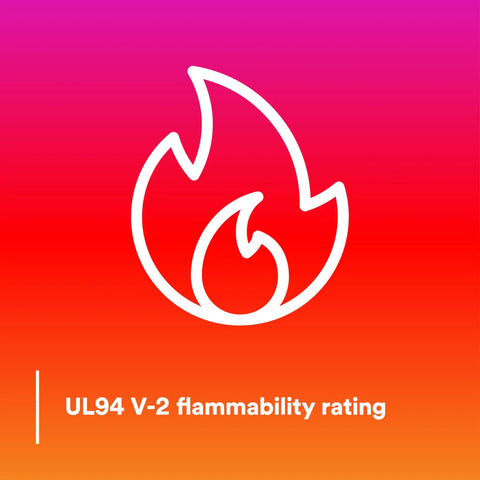 UL94 V-2 flammability rating icon for Performance Plus Red Yellow Wire Connector Jug Of 500, Flexible Steel Spring Copper 22-8 AWG