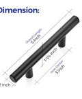 Diagram showing dimensions of 40 Pack 5 Inch Matte Black Stainless Steel Cabinet Pulls For Kitchen Cabinets And Drawers Durable Modern Cabinet Handles With 3 Inch Hole Center Easy Install Sleek Upgrade For Any Kitchen Mudroom Or Home