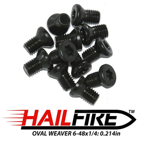 Hardcore Six Forty Eight Thread One Quarter Inch Oval Weaver Rifle Base Screws With T10 Torx Star Drive Black Oxide Coating 12 piece kit