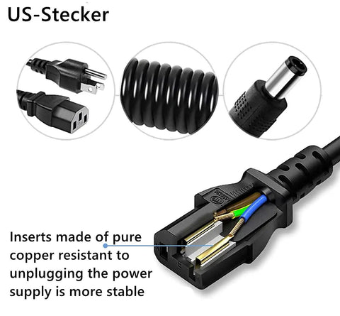24V Power Supply Adapter 100-240V AC To DC 24V 6A Max 144W With 5.5mm By 2.1mm DC Plug showing copper connectors