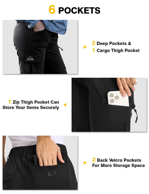 Women's Go-To Hiking Cargo Pants With 6 Pockets Lightweight Water Resistant Quick-Dry 4-Way Stretch Stain-Resistant detail view.