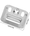 Close-up of a stainless steel wall panel clamp from 100 Piece Stainless Steel Wall Panel Clamps Buckles Fixing Kit For Furniture Hardware And Home Hanging Durable Mounting Set Easy Install Corrosion Resistant Reusable Perfect For Diy Wall Displays And Shelves, with dimensions 4 cm by 3 cm.