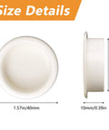 Dimensions of 4 Pack Plastic Round Sliding Door Finger Pulls For Closets And Cabinets, Bright White Finish, Front and Side View
