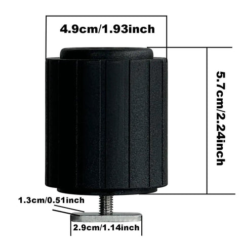 2 Pack Universal Track Mount Fishing Rod Holder With T Shape Screw Base For Kayak Canoe And Boat Rails Extender Rod Holder Set For Spinning Casting And Fly Reels, 4.9cm black