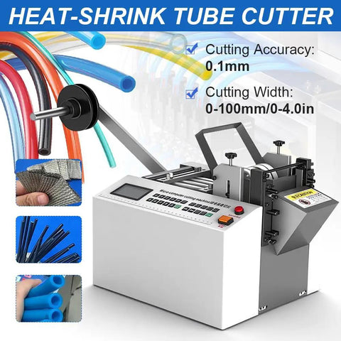 Heavy Duty Automatic Heat Shrink Tube Cutter With Micro Computer Control 110V Industrial Electric cable slicer with blue tubing