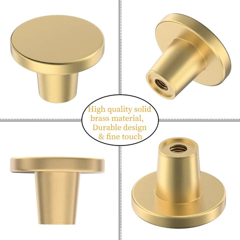 Gold Brass Drawer Knobs 25mm 1 Inch 6 Pack Round Cabinet Hardware for Kitchen and Dresser Cabinets Durable Zinc Alloy Knobs with Smooth Finish No Slip Easy To Install Hardware For Rustic And Modern Cabinets