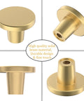 Brass Drawer Knobs 25mm 1 Inch Gold Cabinet Knobs Set Of 12 For Kitchen Dresser And Doors Round Pulls Durable Hardware