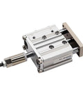 Heavy Duty Workhorse Adjustable Stroke Pneumatic Guide Cylinder With Three Axis Air Actuator And 32 To 50 Mm Bore Options for industrial use.