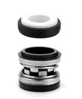 Two-piece Jandy pump shaft seal for pool pumps; metal housing with black rubber gaskets and white plastic ring.