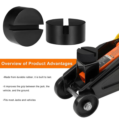Tough As Nails Rubber Jack Pads Two Pack Universal Pinch Weld Savers on a floor jack for improved grip and scratch-free lifting.