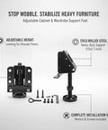 Adjustable Cabinet Feet For Uneven Floors Heavy Duty Cold Rolled Steel Wardrobe Supports With Wrench And Screws Set Of Four