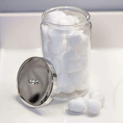 Decorative Clear Glass Apothecary Jar With Metal Lid For Kitchen Bathroom Or Laundry Organization Ideal Storage Canister