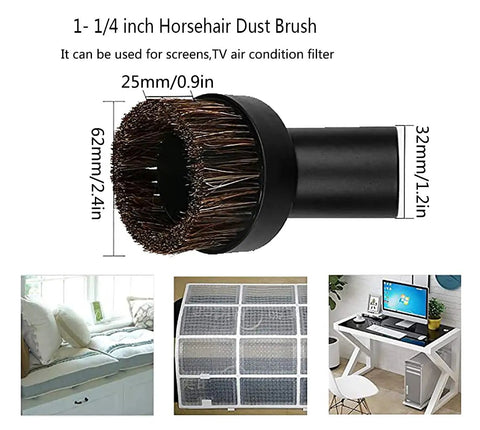 1 1/4 Inch Vacuum Attachments Kit With Brushes For 1 1/4 And 1 3/8 Inch Hoses, vacuum cleaner horsehair dust brush