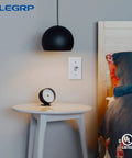 Three Way Toggle Light Switch In Wall Replacement 120 V 15 A Quiet Framed AC Switch Self Grounding Residential And Commercial Grade UL Listed 10 Pack Glossy White installed beside bed with lamp