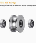 Stainless Steel U Groove Gate Roller Kit double roll bearings for barn doors, heavy duty pulley block, 4.8 cm wheel