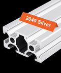 European Standard 2040 Aluminum T Slot Extrusion 800mm Linear Rail Anodized Silver, front view highlighting cross-section.