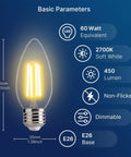 LED Candelabra Bulbs 60W Equivalent E26 Base Dimmable B11 Chandelier Lights 2700K Soft White Budget Friendly Filament Lamps