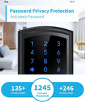 Keyless Entry Door Lock With Handle And Digital Keypad, Smart Electronic Lock With Code, Blue Backlit Touchscreen, Auto Locking