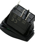 12V 20A Waterproof LED Rocker Switch for Boats Marine Grade SPST 3 Pin On Off with Green LED Indicator, rear view of switch
