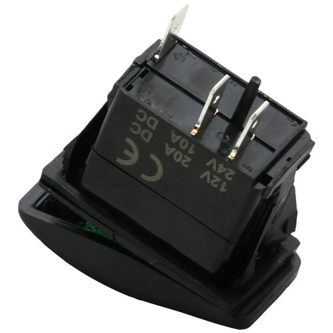 12V 20A Waterproof LED Rocker Switch for Boats Marine Grade SPST 3 Pin On Off with Green LED Indicator, rear view of switch