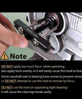Crankshaft And Camshaft Seal Remover Puller Set With Two Pairs Of Hooks shown removing seal from engine.