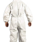 Back view of Lightweight Disposable Protective Coveralls For Men And Women Hazmat Style With Zipper And Elastic Cuffs SMMS Microporous Fabric Full Body Coverage For Cleanrooms And Labs 3X Large Pack Of 6