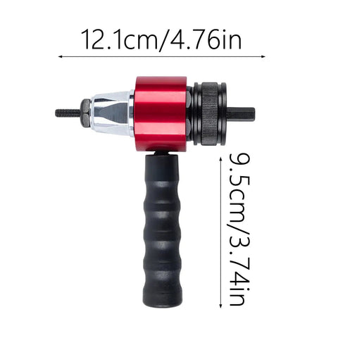 Rivet Nut Tool Kit M3 M8 Plug And Play Quick Change System shown with dimensions 12.1cm length and 9.5cm height.